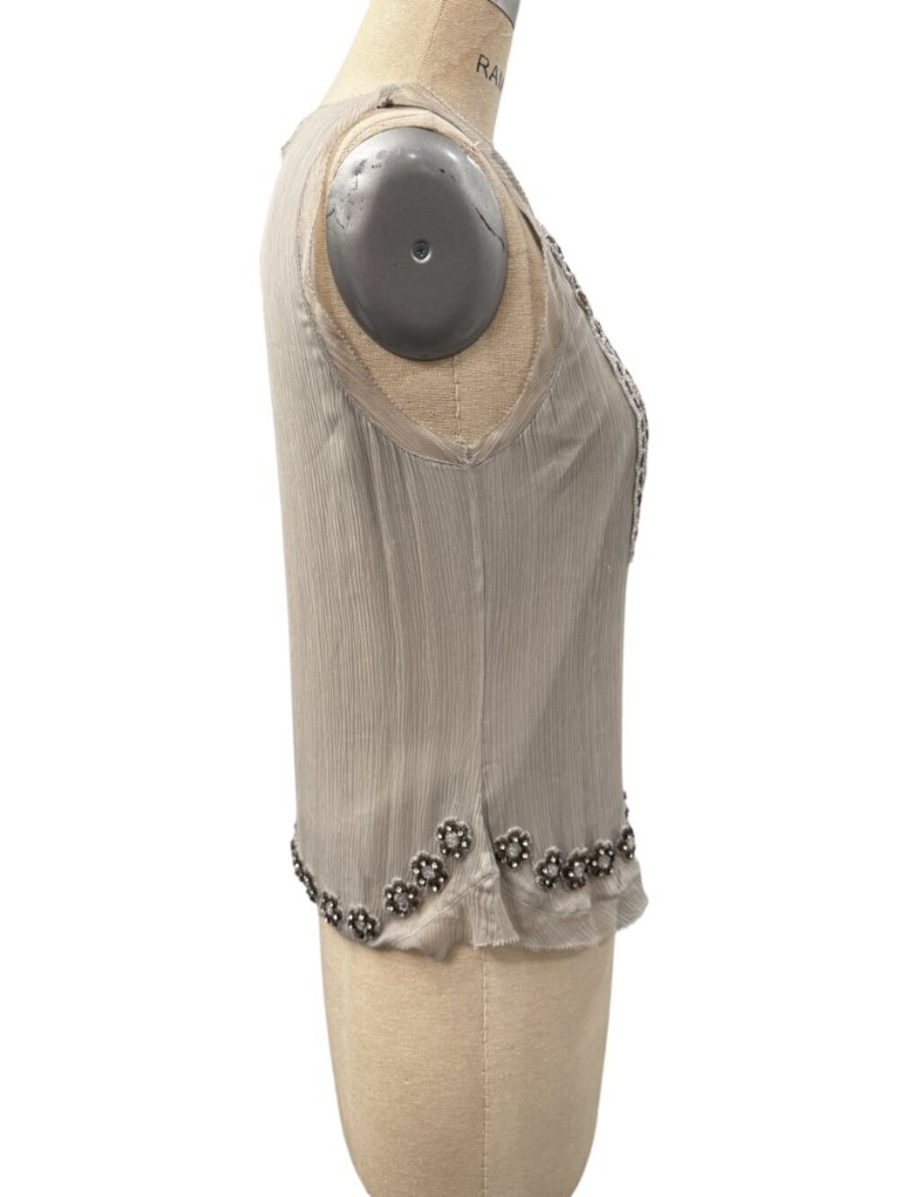 Vintage Calvin Klein 100% Silk Beaded Embellished Tank Top Size 10 - Picture 5 of 6